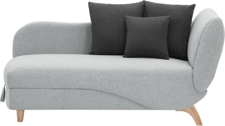 Vente-unique Slaapbank van lichtgrijze stof met opbergruimte Hoek links PENELOPE L 160 cm x H 81 cm x D 80 cm