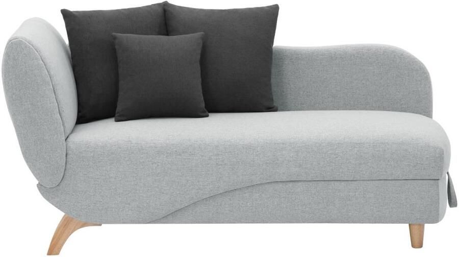 Vente-unique Slaapbank van lichtgrijze stof met opbergruimte Hoek rechts PENELOPE L 160 cm x H 81 cm x D 80 cm - Foto 3