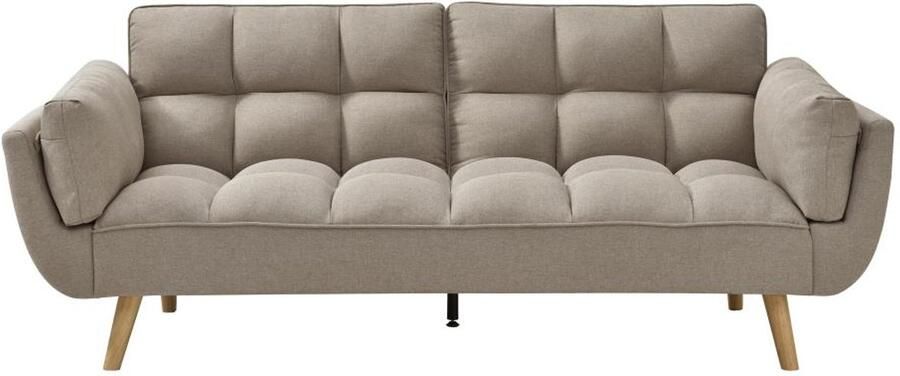 Vente-unique Slaapbank zitbank met 3 plaatsen in beige stof LOELINE