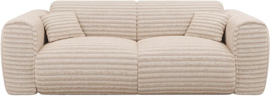 Vente-unique Snel om te bouwen slaapbank met 3 zitplaatsen in beige dik ribfluweel POGNIA L 214 cm x H 73 cm x D 100 cm - Foto 2