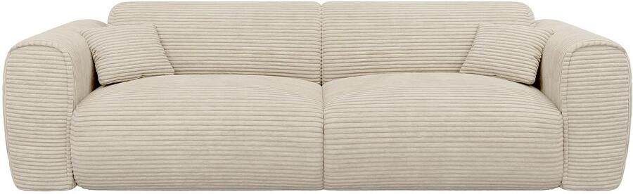 Vente-unique Snel om te bouwen slaapbank met 4 zitplaatsen in beige ribfluweel POGNIA L 234 cm x H 73 cm x D 100 cm - Foto 2
