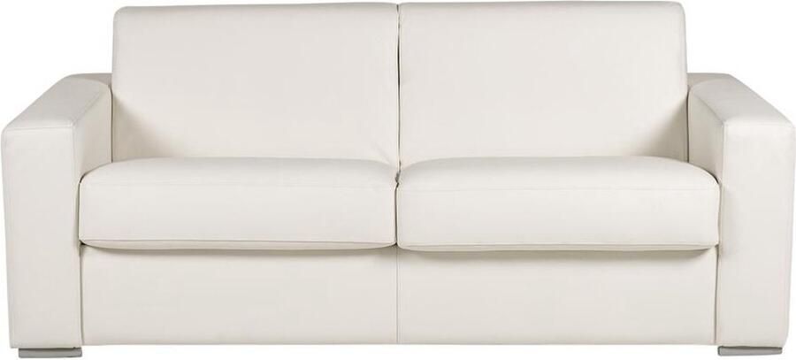 Vente-unique Snel omgebouwde slaapbank met 3 zitplaatsen in 100% wit buffelleer en een matras van 18 cm. DELECTEA II L 200 cm x H 84 cm x D 100 cm - Foto 2
