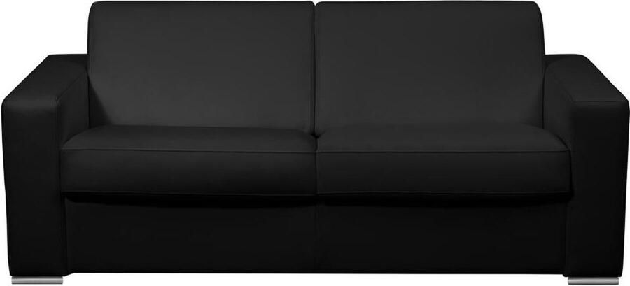 Vente-unique Snel omgebouwde slaapbank met 3 zitplaatsen in 100% zwart buffelleer en een matras van 18 cm DELECTEA II L 200 cm x H 84 cm x D 100 cm - Foto 2