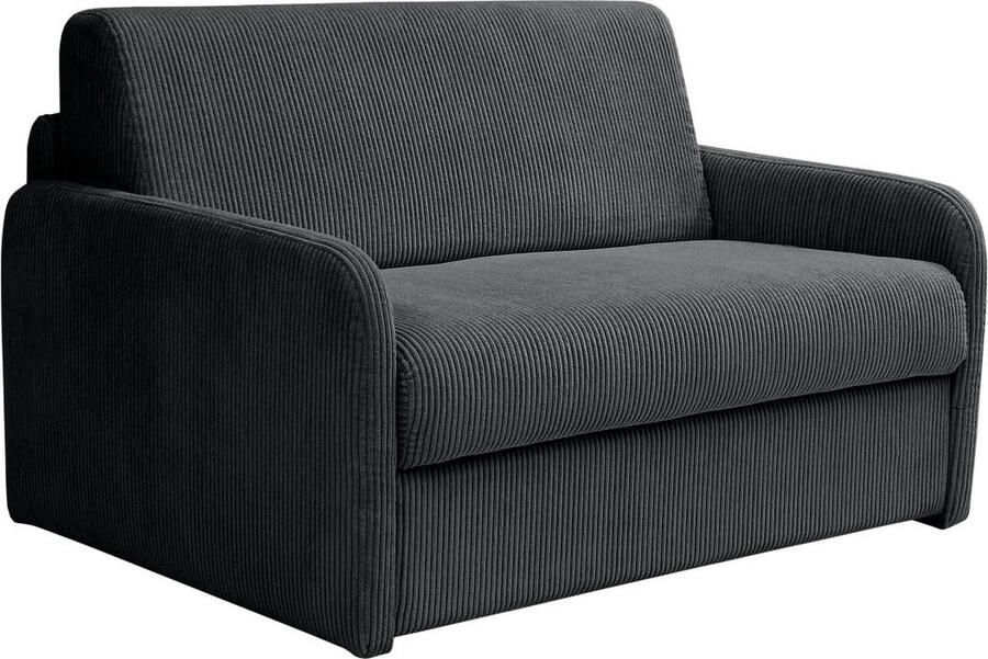 Vente-unique Snel uitklapbare fauteuil in donkergrijs ribfluweel Bedbreedte 100 cm NADOA L 132 cm x H 88 cm x D 96 cm