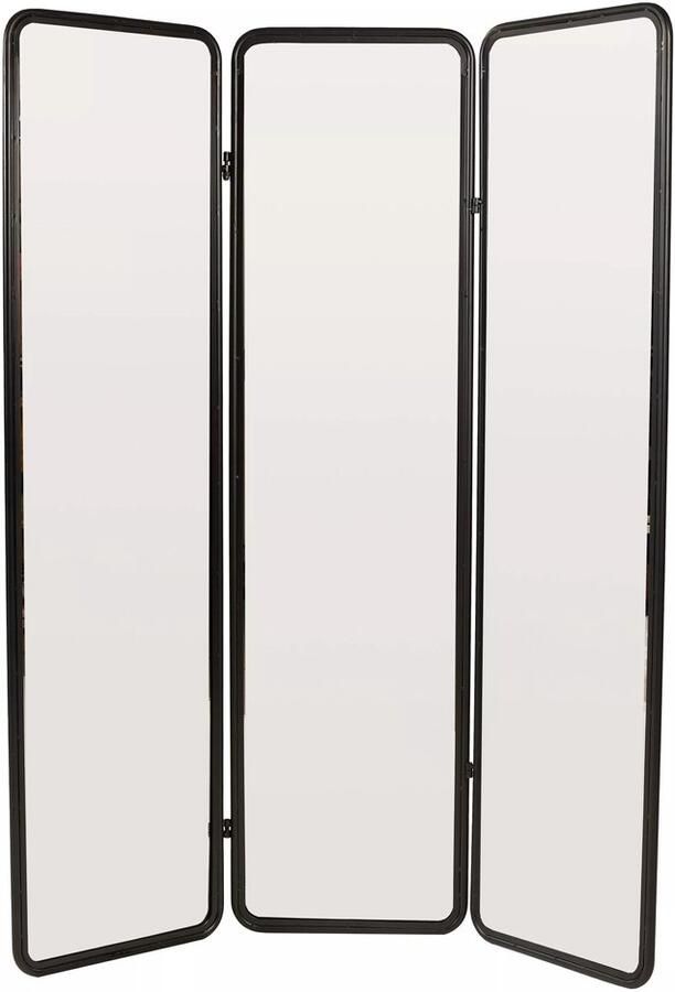 Vente-unique Spiegelend kamerscherm van metaal L146 x H180 cm Zwart MIROLY L 146 cm x H 180 cm x D 2 cm