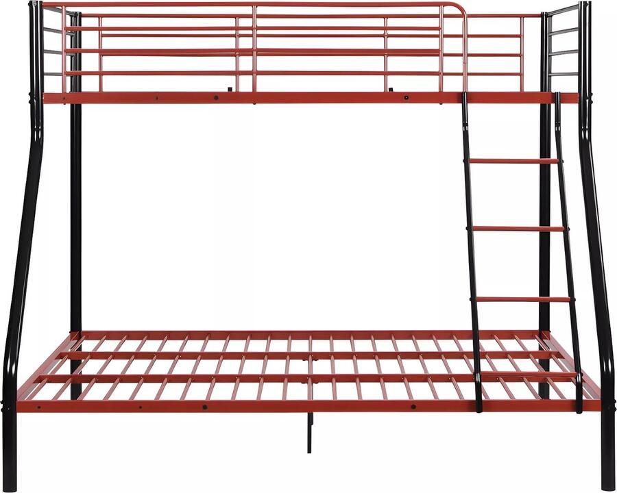 Vente-unique Stapelbed ELEVATIO IV 90 en 140 x 190 cm Staal Zwart en rood L 199 cm x H 163 cm x D 147 cm
