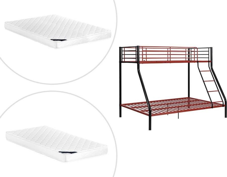 Vente-unique Stapelbed ELEVATIO IV 90 en 140 x 190 cm Staal Zwart en rood + matras L 199 cm x H 163 cm x D 147 cm - Foto 3
