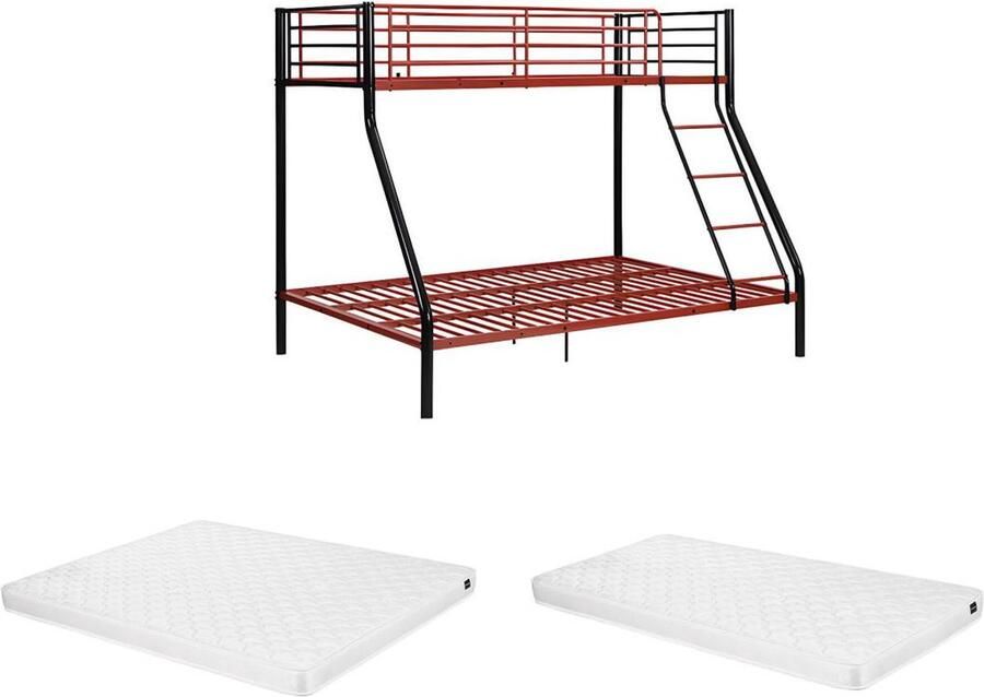 Vente-unique Stapelbed ELEVATIO IV 90 en 140 x 190 cm Staal Zwart en rood + matras L 199 cm x H 163 cm x D 147 cm - Foto 2