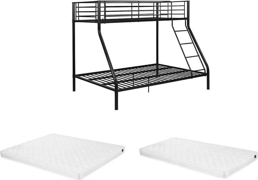 Vente-unique Stapelbed ELEVATIO IV 90 en 140 x 190 cm Staal Zwart + matras L 199 cm x H 163 cm x D 147 cm - Foto 2