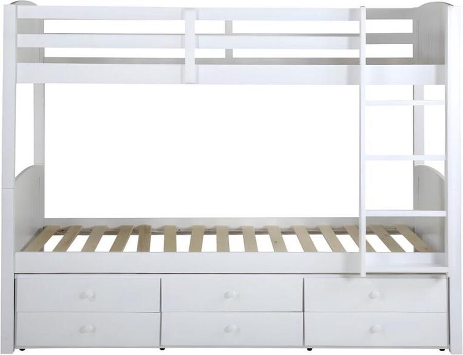 Vente-unique Stapelbed ANCHISE II Scheidbaar 90 x 190 cm met opbergruimte Witgelakt grenen L 198 cm x H 155 cm x D 97 cm