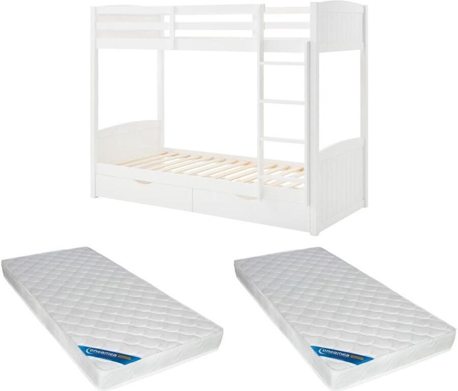 Vente-unique Stapelbed hout wit 90 x 200 cm LIMODARA