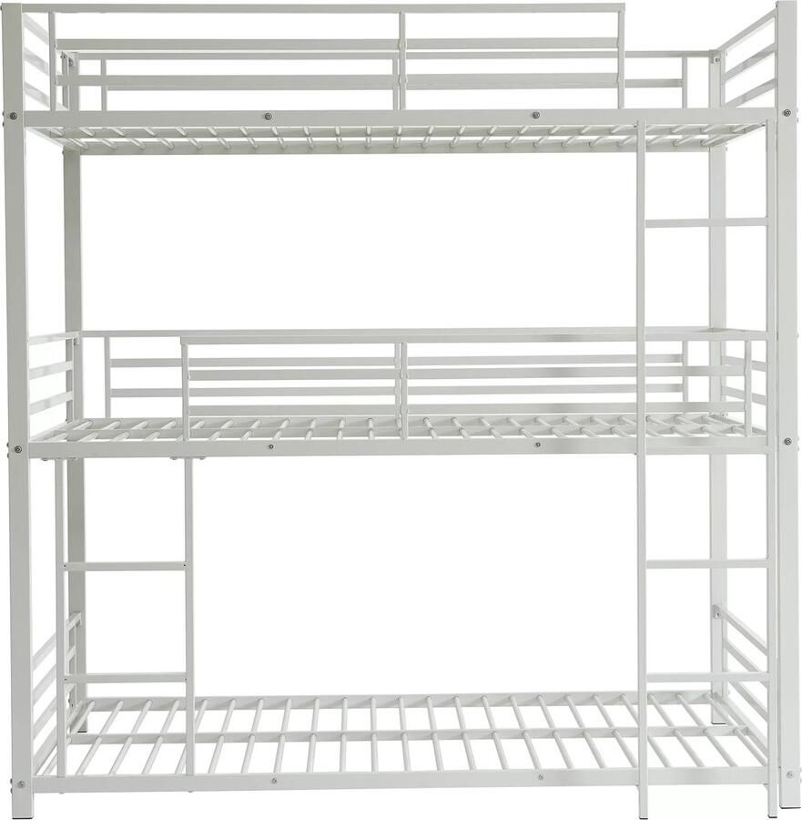 Vente-unique Driedubbel stapelbed 3 x 90 x 190 cm Metaal Wit ELOUAN III L 200 cm x H 205 cm x D 103 cm
