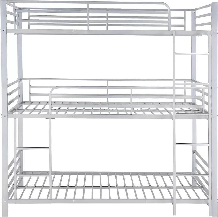 Vente-unique Stapelbed ELOUAN 3 x 90 x 190 cm Grijs L 200 cm x H 205 cm x D 103 cm