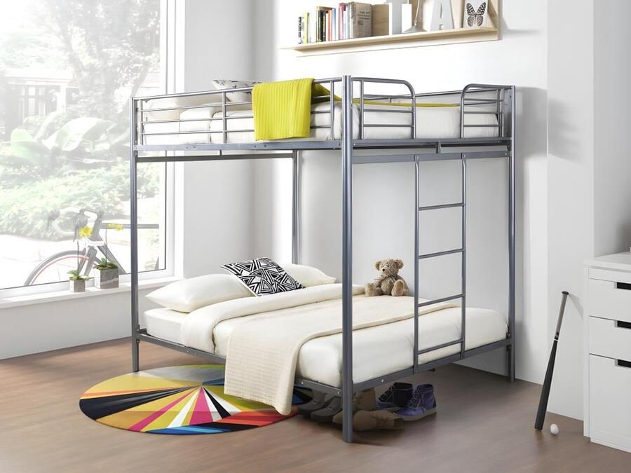 Vente-unique Stapelbed van metaal- 2x140x190cm Zilver GEMINI II L 200 cm x H 185 cm x D 146 cm