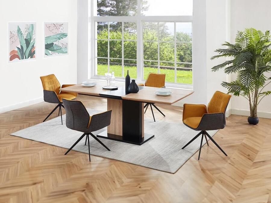 Vente-unique Set van 2 stoelen met armleuningen Stof en metaal Geel en grijs MARILA L 65 cm x H 82 cm x D 62 cm