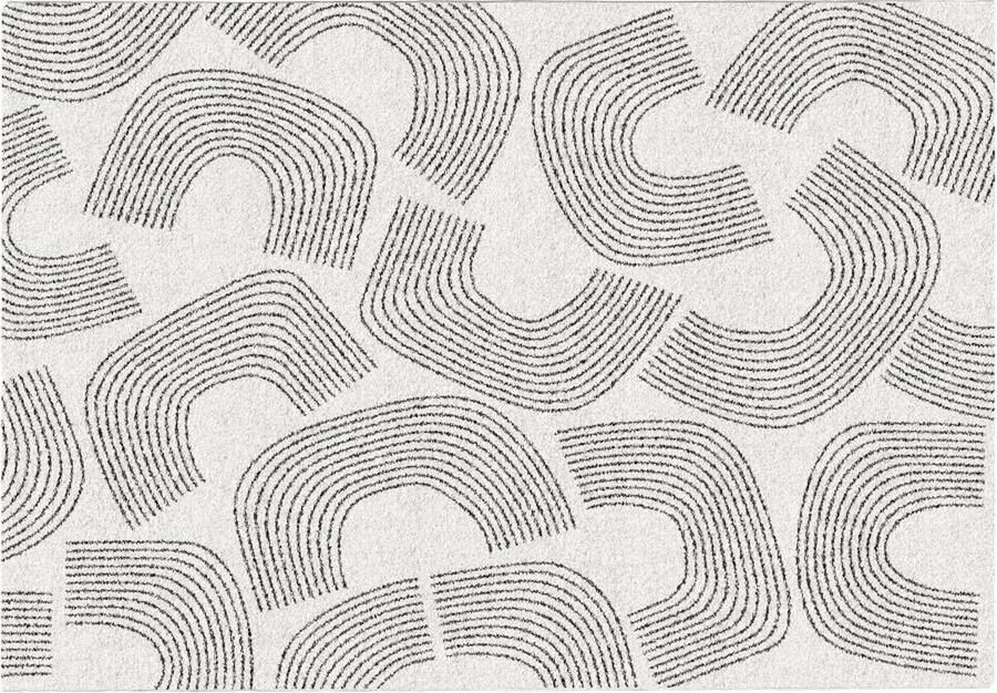 Vente-unique Tapijt met boogvormige motieven 160 x 230 cm Crèmewit en zwart ADRANO L 230 cm x H 0.9 cm x D 160 cm