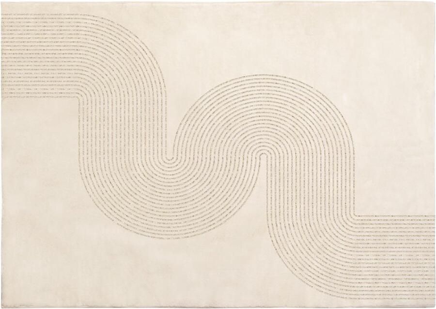 Vente-unique Tapijt met glinsterende bogen 160 x 230 cm Beige en goud OLYMPERA L 230 cm x H 1.1 cm x D 160 cm