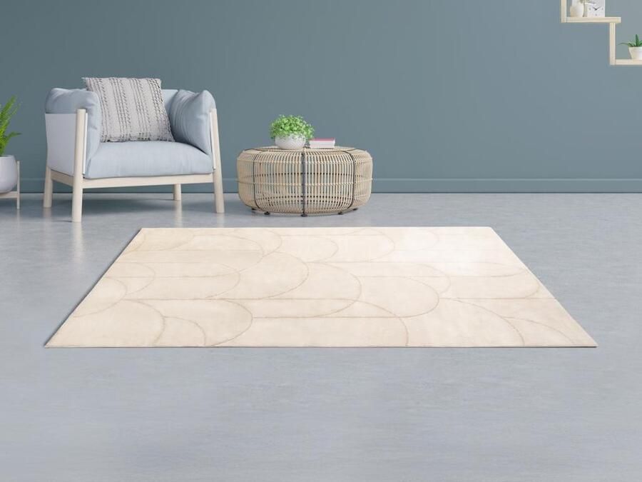 Vente-unique Tapijt met glinsterende bogen 160 x 230 cm Beige en goud TIPRIO L 230 cm x H 1.1 cm x D 160 cm