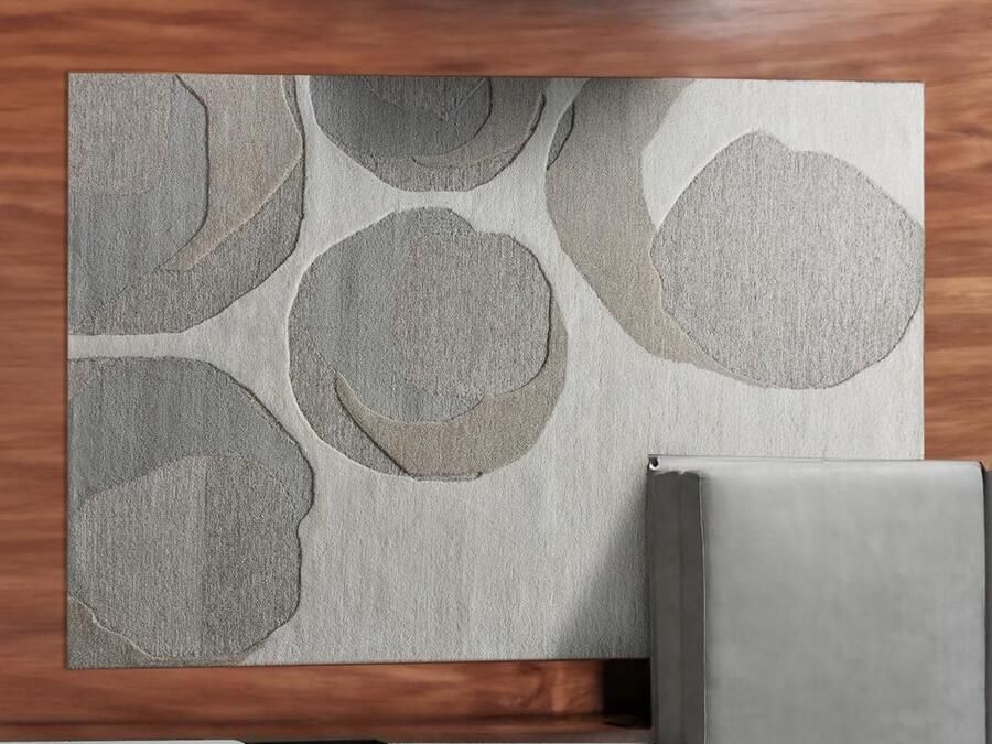 Vente-unique Tapijt met reliëf met abstracte motieven van wol en viscose 200 x 290 cm 2200 g m2 Grijs KUMASI L 290 cm x H 1.5 cm x D 200 cm