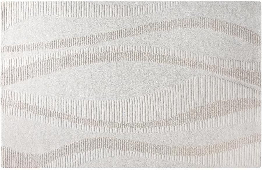 Vente-unique Tapijt met reliëf van 100% handgetufte wol 200 x 290 cm Ivoorwit SIRELIA L 200 cm x H cm x D 290 cm