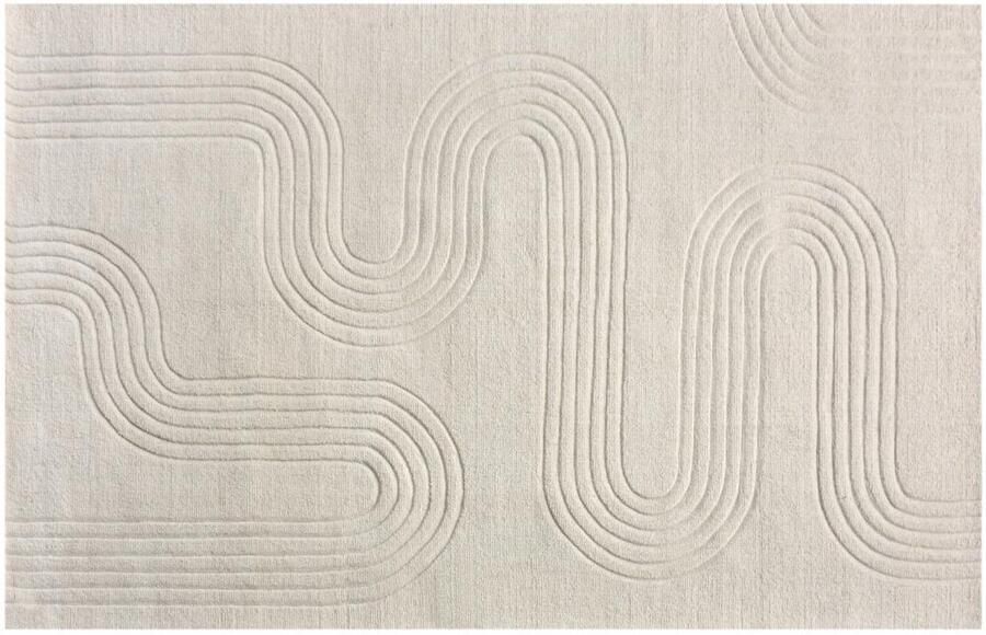 Vente-unique Tapijt met reliëf van 100% handgetufte wol met abstract motief 200 x 290 cm Ivoorwit LISANDRA L 200 cm x H cm x D 290 cm