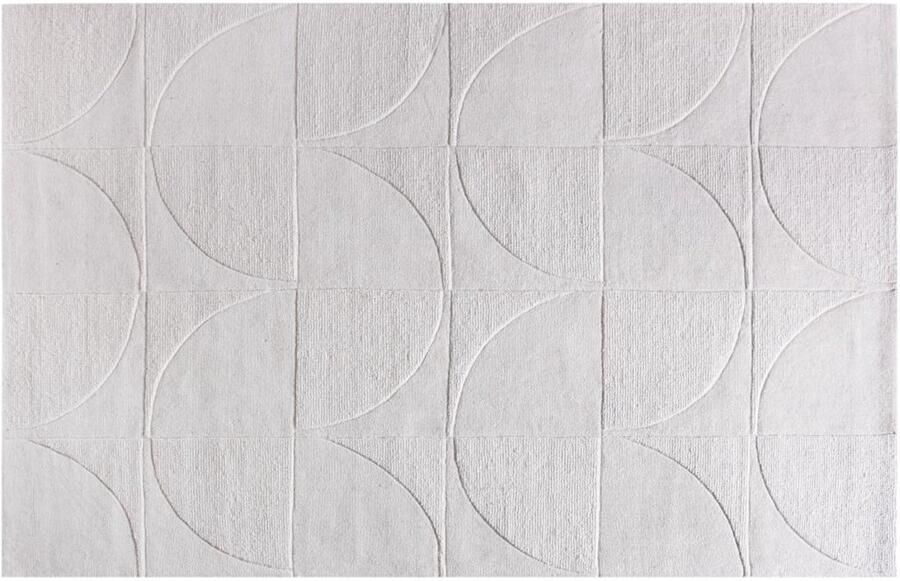 Vente-unique Tapijt met reliëf van 100% handgetufte wol met geometrisch motief 200 x 290 cm Ivoorwit MILUNA L 200 cm x H cm x D 290 cm