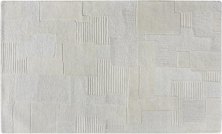 Vente-unique Tapijt met reliëf van 100% wol handgemaakt 160 x 230 cm 1800 g m2 Ivoorwit AURORA L 230 cm x H 1.5 cm x D 160 cm