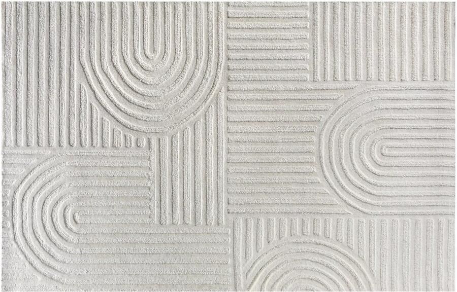 Vente-unique Tapijt met reliëf van 100% wol handgemaakt 160 x 230 cm 2200 g m2 Ivoorwit ASSINIE L 230 cm x H 1.5 cm x D 160 cm