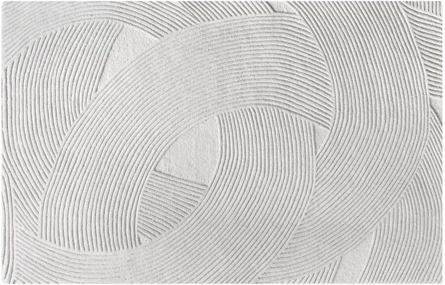 Vente-unique Tapijt met reliëf van 100% wol handgemaakt 200 x 290 cm 2200 g m2 Ivoorwit BASSAM L 290 cm x H 1.5 cm x D 200 cm