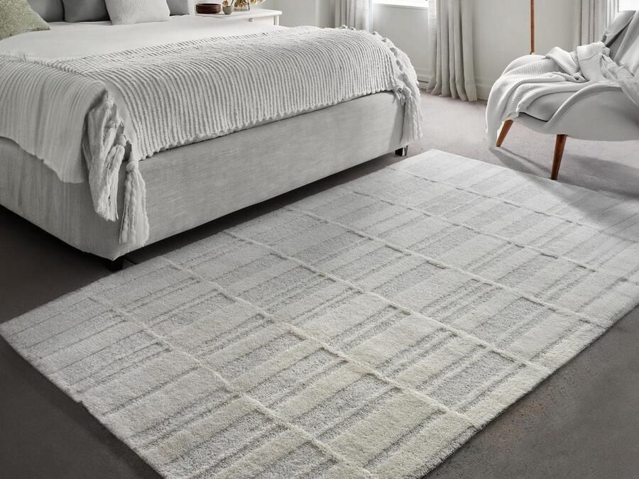 Vente-unique Tapijt met reliëf van 100% wol van Nieuw-Zeeland handgemaakt 160 x 230 cm 2000 g m2 Ivoorwit DALILA L 230 cm x H 1.5 cm x D 160 cm