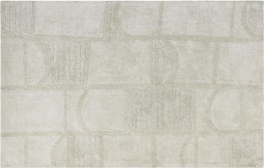 Vente-unique Tapijt met reliëf van katoen handgemaakt 160 x 230 cm 1800 g m2 Ivoorwit HAZELA L 230 cm x H 2 cm x D 160 cm