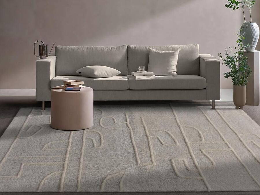 Vente-unique Tapijt met reliëf van wol van Nieuw-Zeeland handgemaakt 160 x 230 cm 1400 g m2 Ivoorwit CORALIE L 230 cm x H 2 cm x D 160 cm - Foto 2