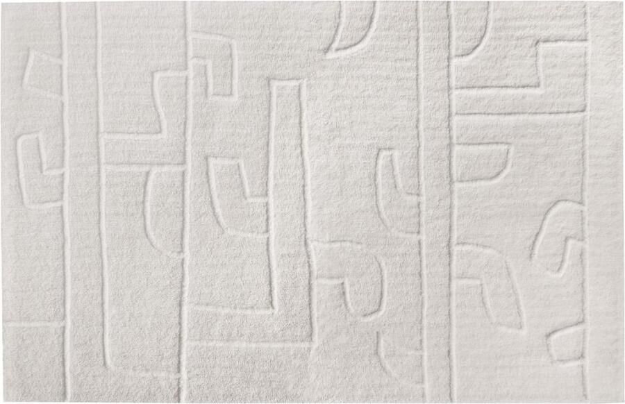 Vente-unique Tapijt met reliëf van wol van Nieuw-Zeeland handgemaakt 160 x 230 cm 1400 g m2 Ivoorwit CORALIE L 230 cm x H 2 cm x D 160 cm