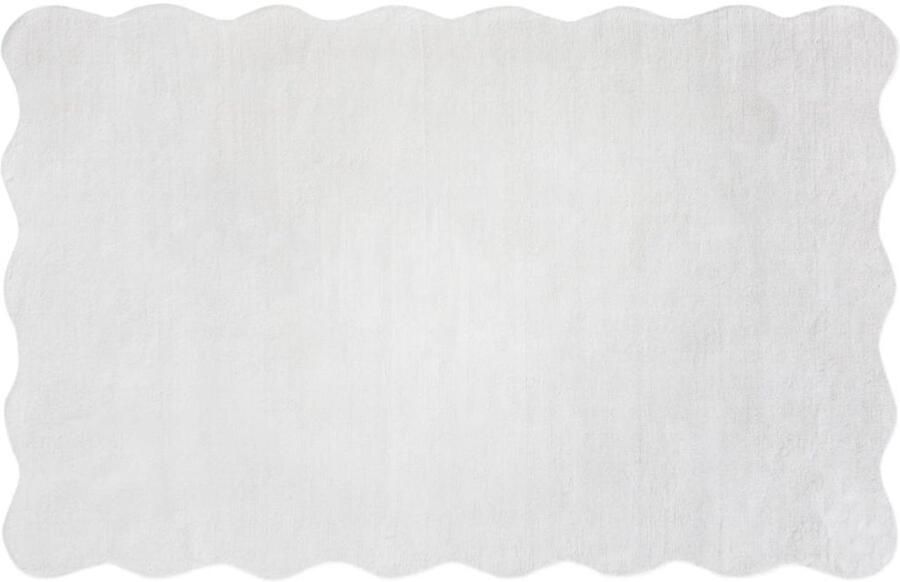 Vente-unique Vloerkleed in 100% handgetufte wol met golvende boorden 200 x 290 cm Ivoor en taupe PRISMELA L 200 cm x H cm x D 290 cm