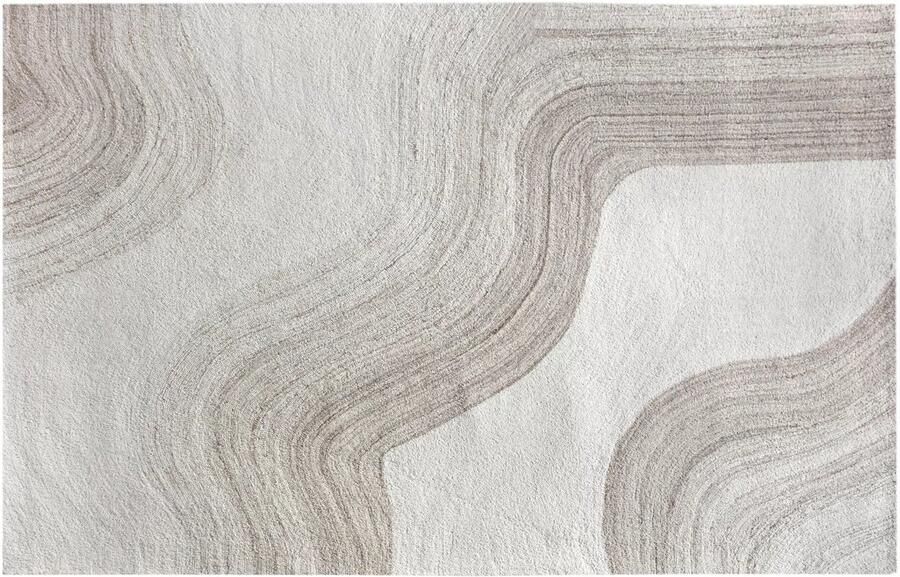 Vente-unique Tapijt van 100% wol handgemaakt 160 x 230 cm 1800 g m2 Beige en taupegrijs AZARIA L 230 cm x H 1.5 cm x D 160 cm