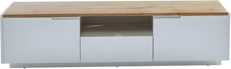 Vente-unique Tv-meubel AMANI 2 deuren en 1 lade Witgelakt mdf Kleuren: wit en eiken L 160 cm x H 40 cm x D 40 cm - Foto 2