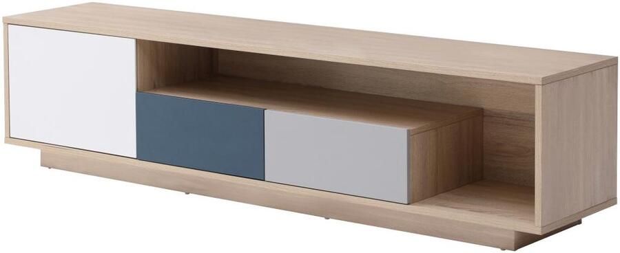 Vente-unique Tv-meubel met 1 deur 2 lades en 1 nis Meerdere kleuren FILUTIA L 180 cm x H 45 cm x D 39.8 cm - Foto 2