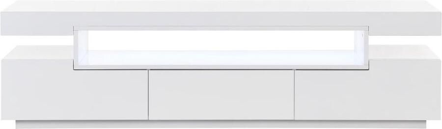 Vente-unique Tv-meubel met 1 nis en 3 lades met ledverlichting in MDF Wit OKESA L 180 cm x H 50 cm x D 40 cm