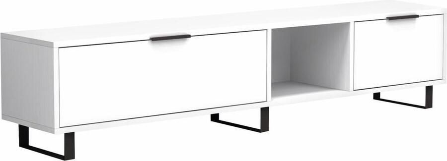 Vente-unique Tv-meubel met 2 deuren en 1 nis Wit MIDALIA L 180 cm x H 40 cm x D 35 cm