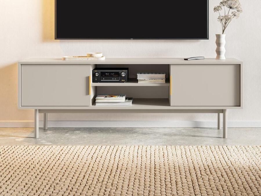 Vente-unique Tv-meubel met 2 deuren en 2 nissen Beige DABRIANA L 154 cm x H 53.5 cm x D 39 cm