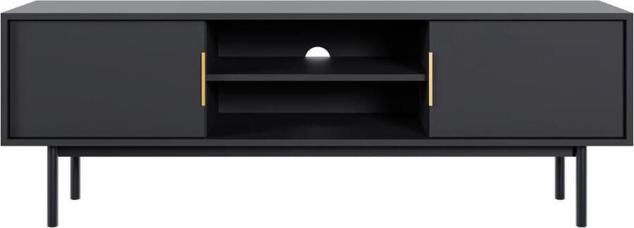 Vente-unique Tv-meubel met 2 deuren en 2 nissen Zwart DABRIANA L 154 cm x H 53.5 cm x D 39 cm