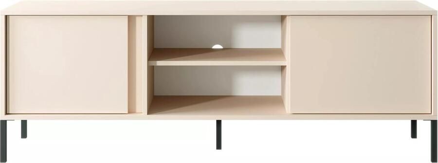 Vente-unique TV-meubel met 2 deuren en 2 vakken met LED's Beige ELYNIA L 153.1 cm x H 53.4 cm x D 39.5 cm - Foto 3