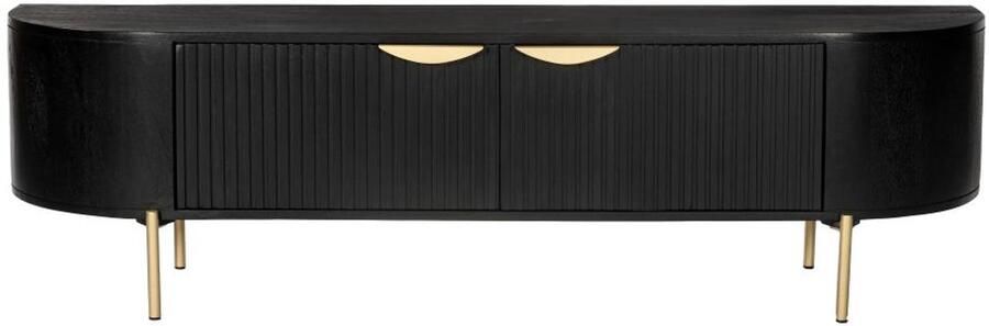 Vente-unique Tv-meubel met 2 deuren van mangohout en goudkleurig metaal Zwart NEVILI van Maison Céphy L 160 cm x H 45 cm x D 40 cm