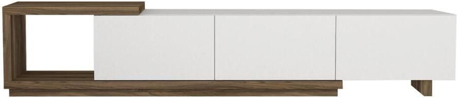 Vente-unique Tv-meubel met 3 lades en 1 nis Wit en naturel DUKIAN L 200 cm x H 40 cm x D 40 cm
