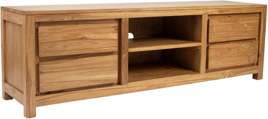 Vente-unique Tv-meubel met 4 lades en 2 vakken in teakhout Naturel ALEMIA L 160 cm x H 50 cm x D 40 cm