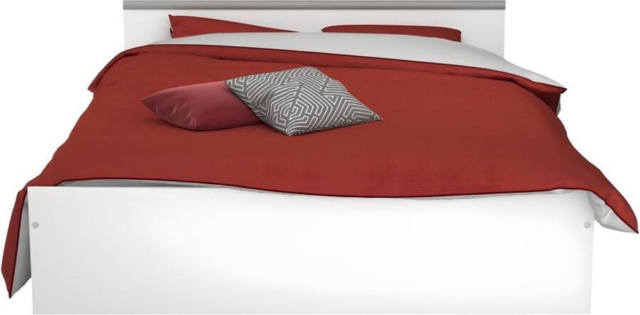 Vente-unique Tweepersoonsbed met opbergruimte 2 laden en een niche 140 x 190 cm wit L 145.8 cm x H 58.9 cm x D 193 cm - Foto 3