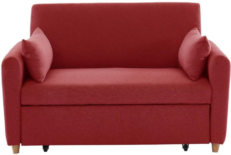 Vente-unique Tweezits bedbank van stof AYLA Rood L 140 cm x H 86 cm x D 87 cm