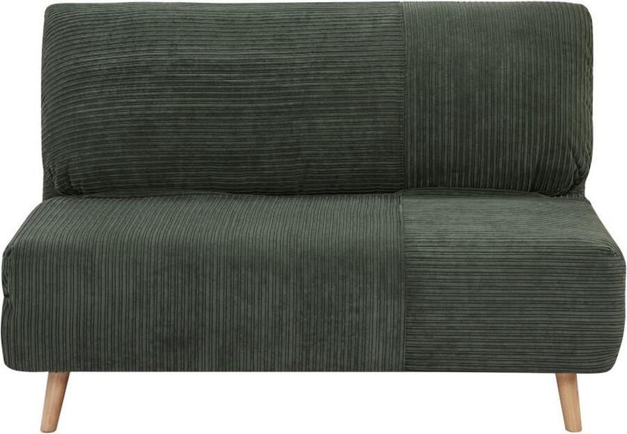 Vente-unique Tweezits slaapbank van fluweel ribstof PALULA Donkergroen L 124 cm x H 83 cm x D 90 cm - Foto 3