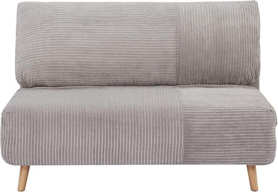 Vente-unique Tweezits slaapbank van fluweel ribstof PALULA Lichtgrijs L 124 cm x H 83 cm x D 90 cm - Foto 3