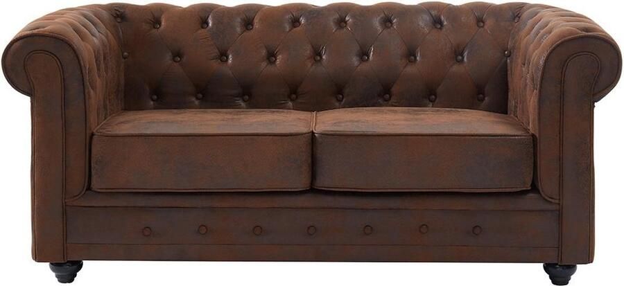 Vente-unique Tweezitsbank CHESTERFIELD van microvezel met vintage look L 168 cm x H 72 cm x D 88 cm - Foto 4